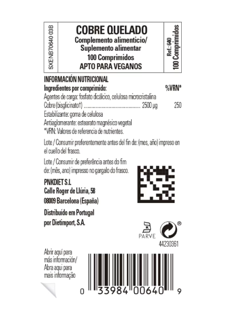 SOLGAR COBRE QUELADO 100 TABLETAS