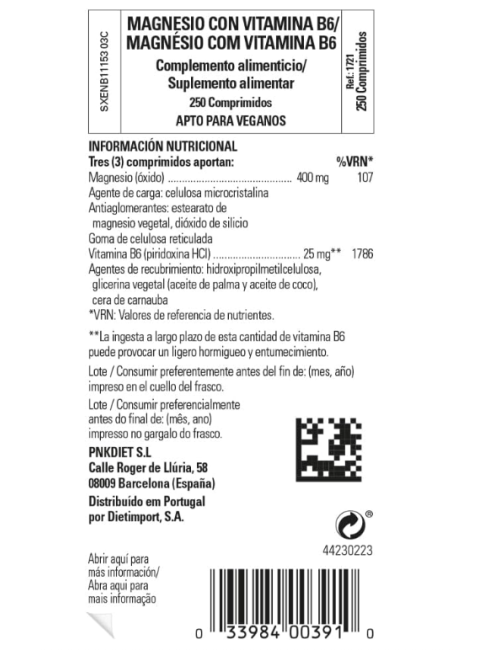 SOLGAR MAGNESIO + VITAMINA B6 250 COMP