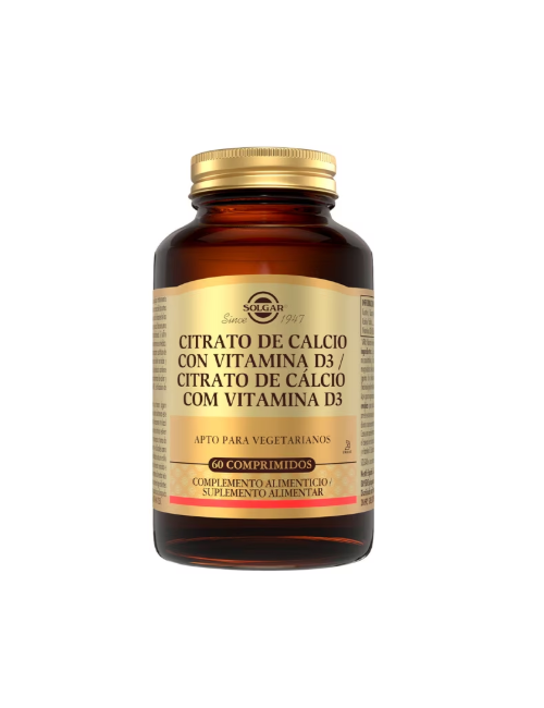 SOLGAR CITRATO DE CALCIO CON VITAMINA D3 60 COMPRIMIDOS