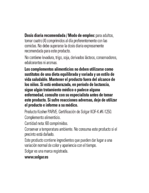 SOLGAR CITRATO DE CALCIO CON VITAMINA D3 60 COMPRIMIDOS