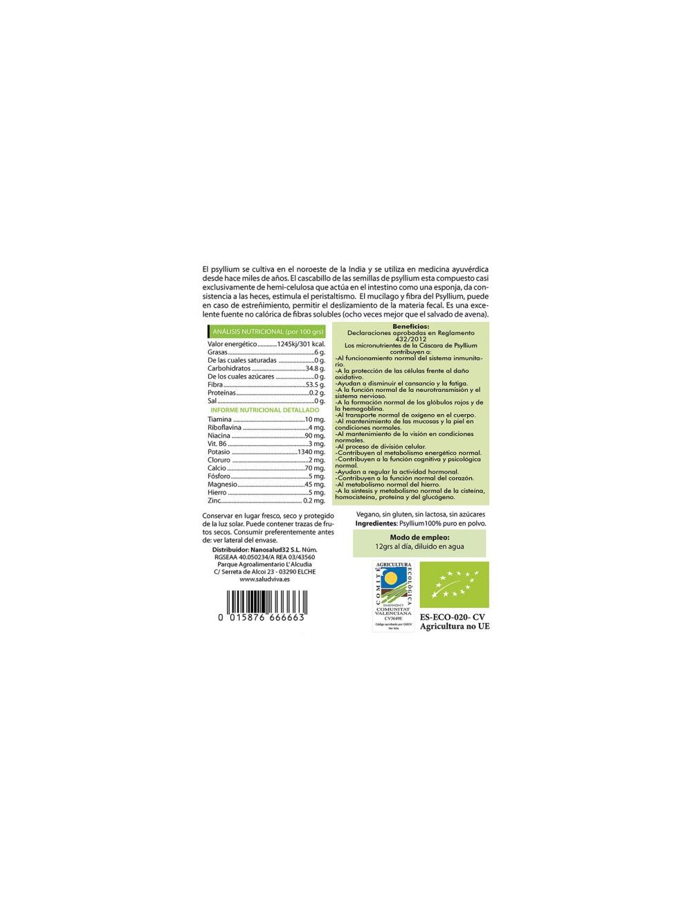 SALUD VIVA PSYLLIUM EN POLVO 200 GR