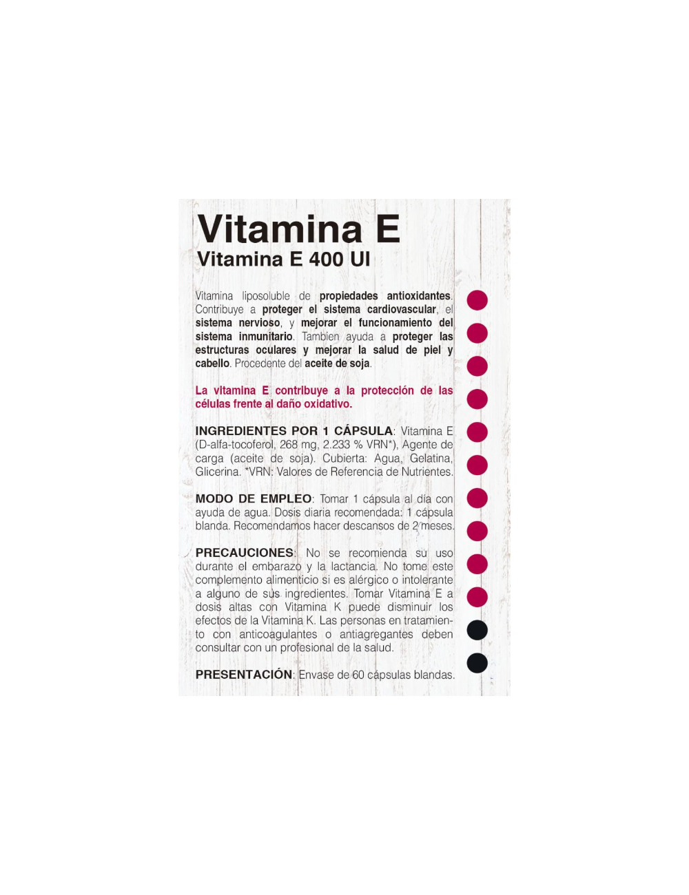 NOVADIET VITAMINA E 400 UI 60 CAPSULAS