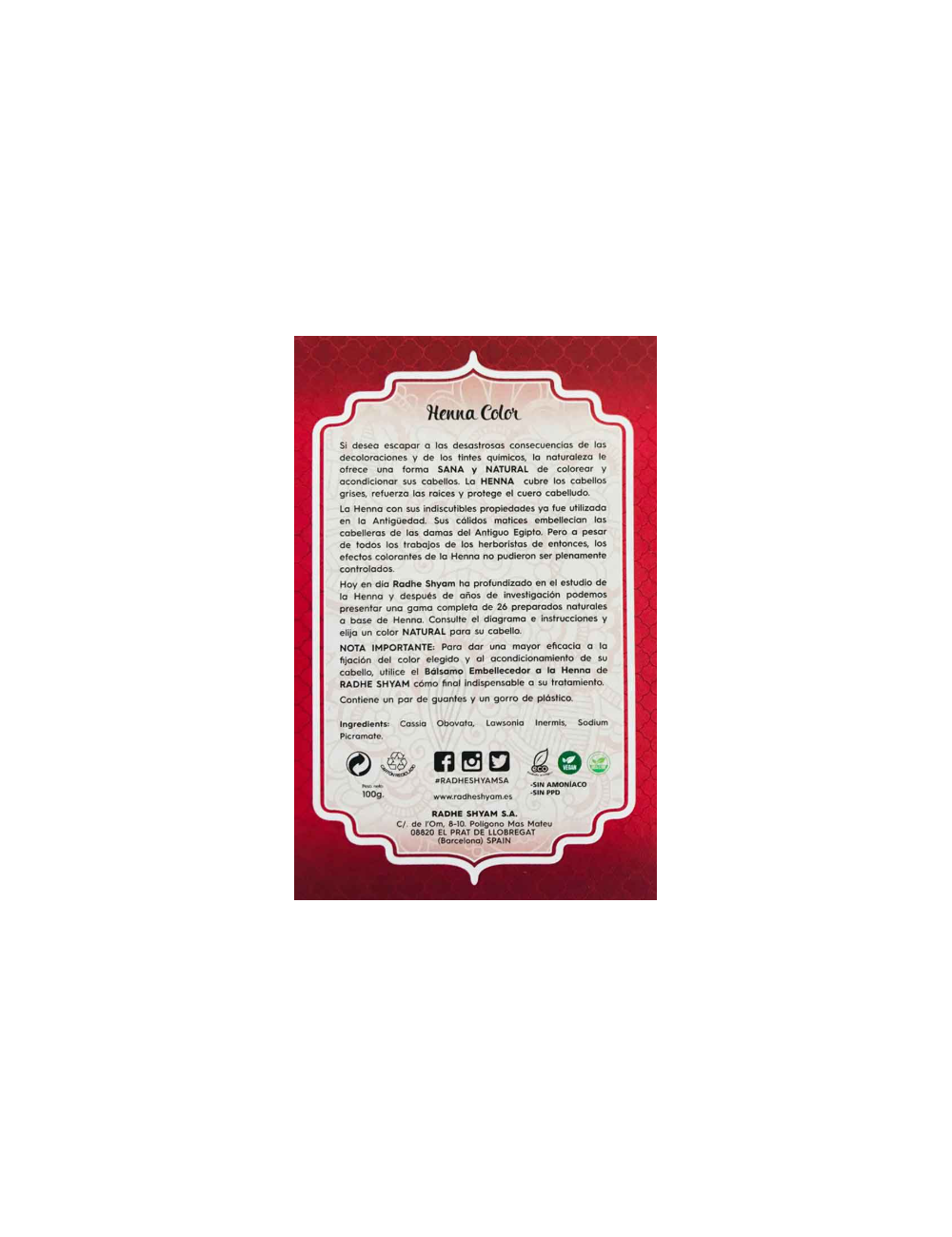 RADHE SHYAM HENNA SUPER CAOBA OSCURO 100 GR