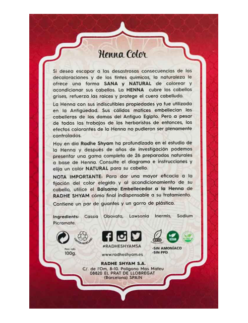 RADHE SHYAM HENNA SUPER CAOBA OSCURO 100 GR