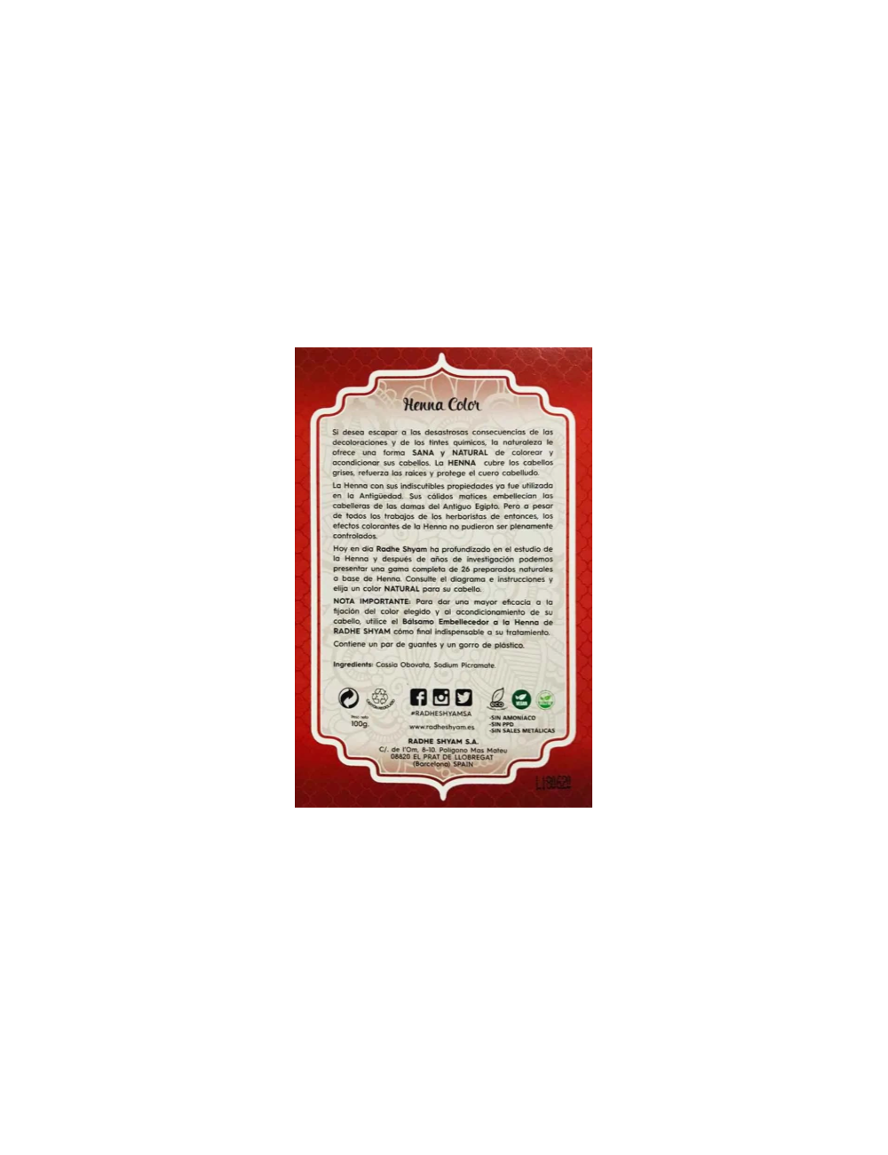 RADHE SHYAM HENNA CASTAÑO COBRIZO 100 GR