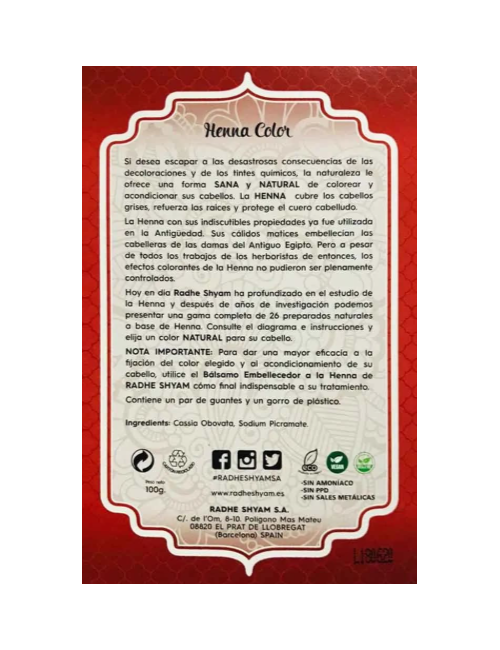 RADHE SHYAM HENNA CASTAÑO COBRIZO 100 GR