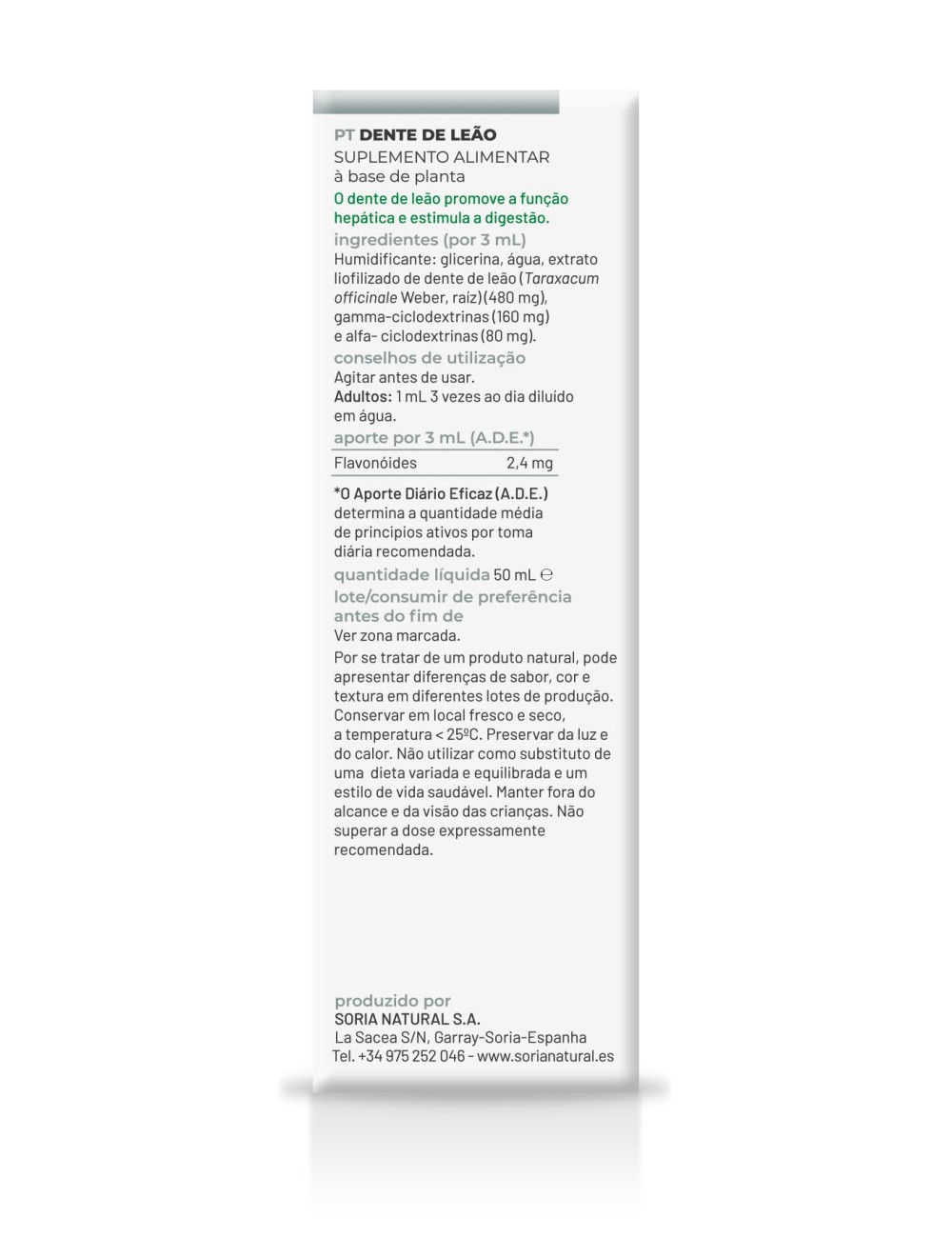 SORIA NATURAL EXTRACTO DIENTE DE LEÓN 50 ML