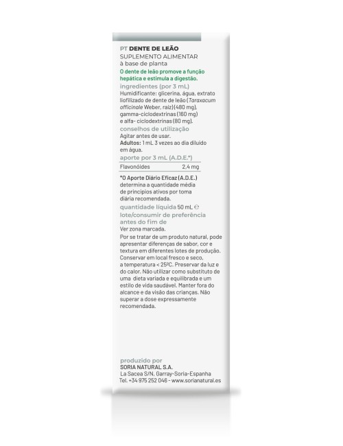 SORIA NATURAL EXTRACTO DIENTE DE LEÓN 50 ML
