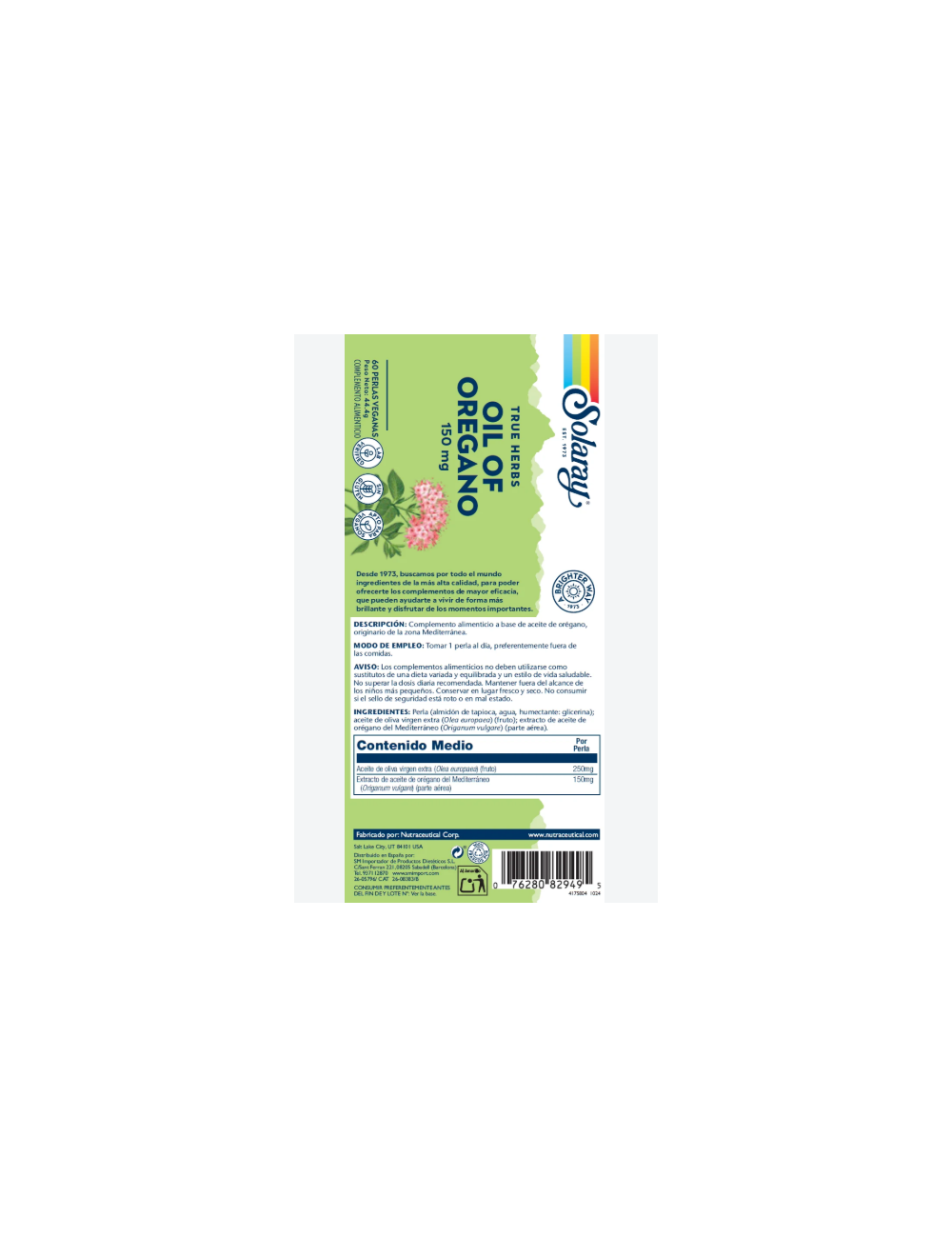 SOLARAY ACEITE ORÉGANO 60 PERLAS