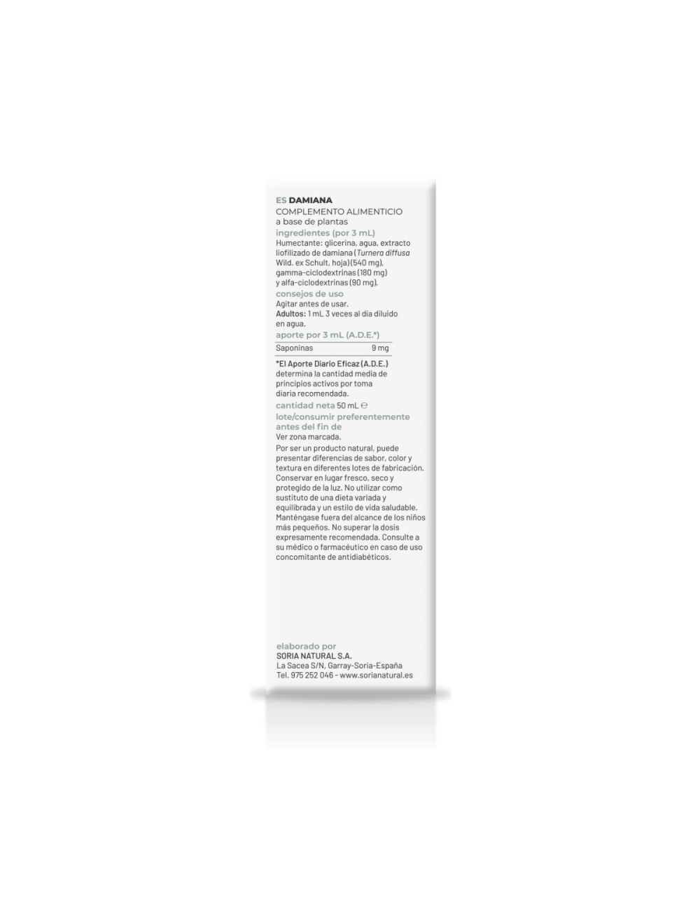 SORIA NATURAL EXTRACTO DAMIANA 50 ML