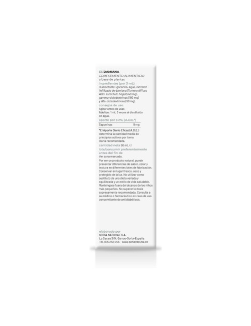 SORIA NATURAL EXTRACTO DAMIANA 50 ML
