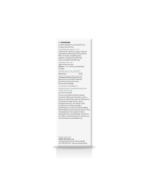 SORIA NATURAL EXTRACTO DAMIANA 50 ML