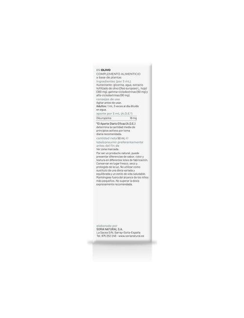 SORIA NATURAL EXTRACTO OLIVO 50 ML