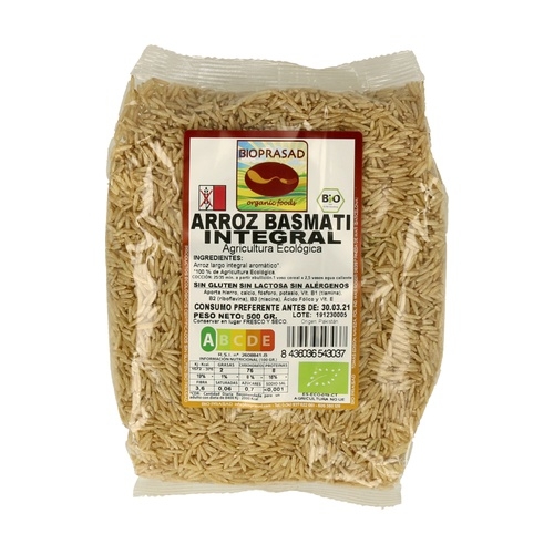 Arroz Basmati Integral Sin Gluten 500 Gr Bioprasad